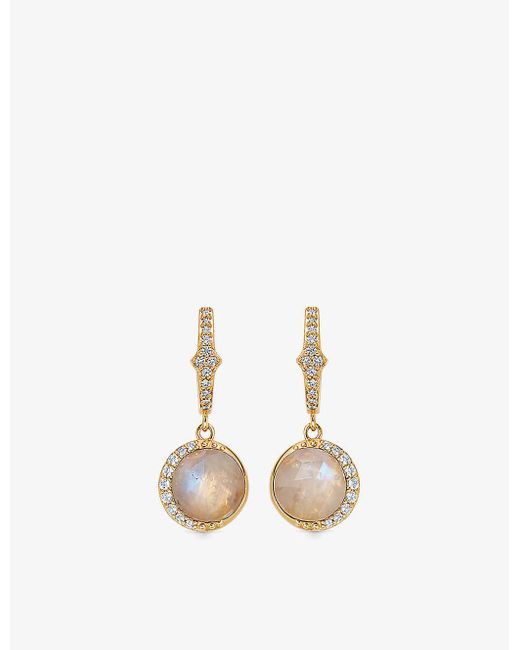 Astley Clarke White Luna 18ct Yellow Gold-plated Vermeil Sterling-silver And Moonstone Drop Earrings