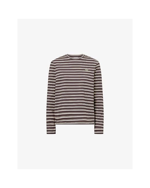 Lacoste Logo-Embroidered Striped Cotton T-Shirt