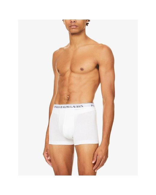 Polo Ralph Lauren White Logo Waistband Classic-Fit Stretch-Cotton Trunks Pack Of Three Xxl for men