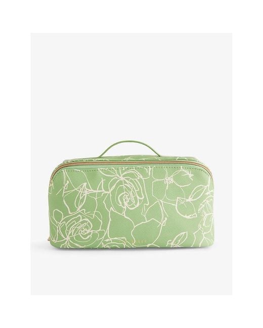 Ted Baker Green Dianea Floral-print Faux-leather Washbag