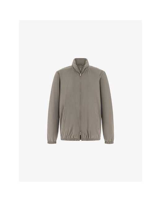 Boggi Gray Hooded Side-Pocket Stretch-Woven Bomber Jacket for men