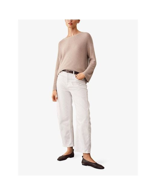 The White Company White Textured Stitch Wool-Blend Jumper