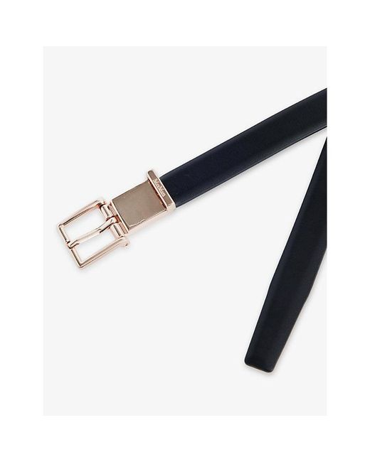 Max Mara Blue Square-Buckle Leather Belt