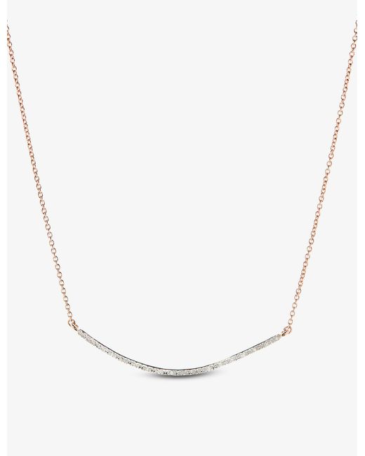 Monica Vinader Metallic Riva Wave 18ct Recycled Rose Gold-plated Vermeil Sterling Silver And 0.05ct Round-cut Diamond Necklace