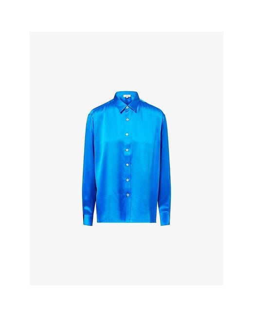 Zankov Blue Jimmy Long-Sleeves Silk Shirt