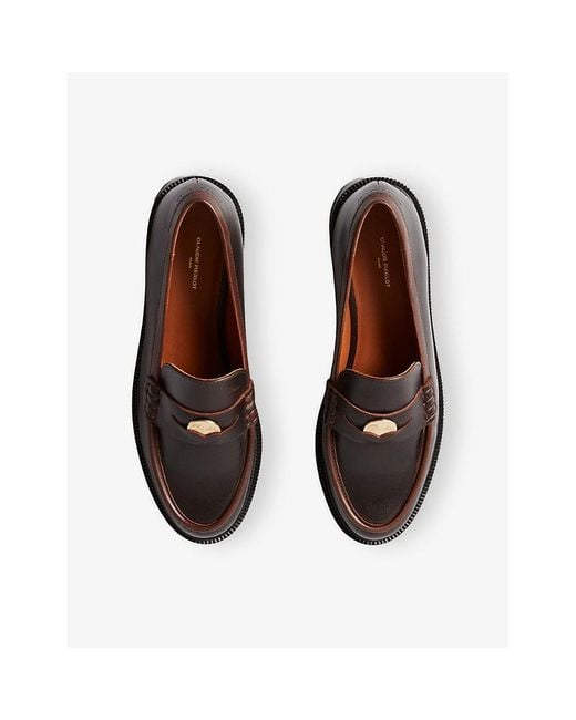 Claudie Pierlot Black Embellished Flat Leather Loafers