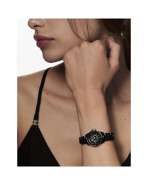 Chanel Black J12 28Mm Steel, Ceramic And 0.06Ct Diamond Quartz Watch