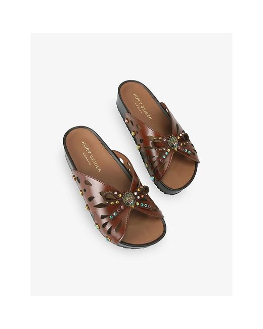 Kurt Geiger Brown Boho Butterfly Leather Sandals