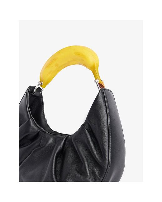 Puppets and Puppets Metallic Banana Ruched Leather Hobo Bag