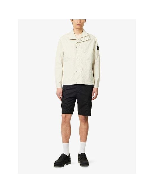 Stone Island White Logo-Patch Regular-Fit Shell Jacket for men