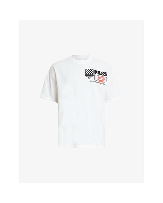 AllSaints White Pass Backstage-pass Organic-cotton T-shirt for men
