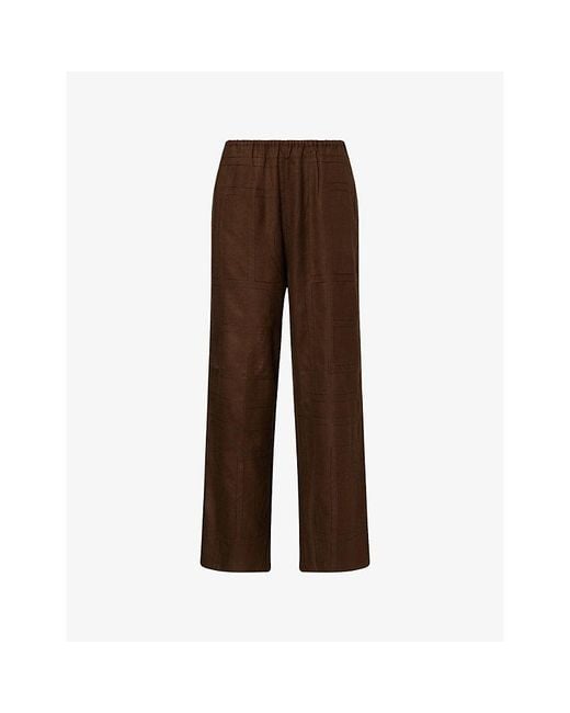 Totême  Brown Monogram Wide-Leg Woven Pyjama Bottoms