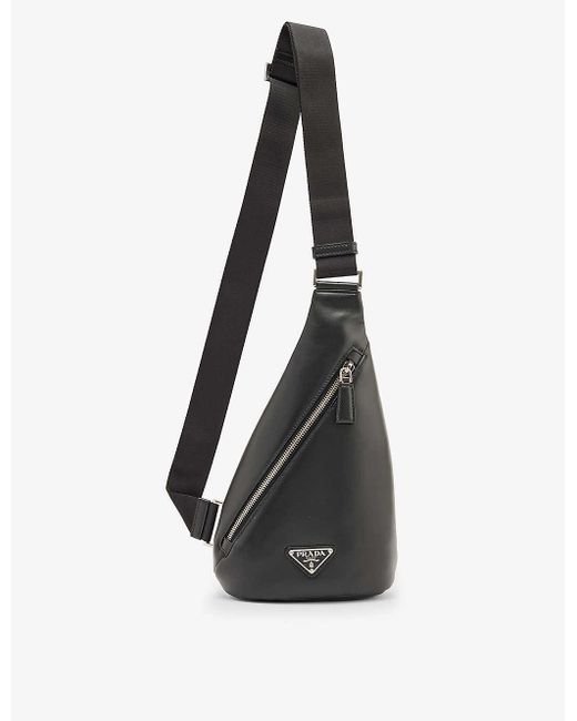 Prada Black Sling Leather Cross-body Bag for men