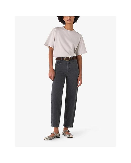 Whistles Blue Barrel-Leg Stretch-Denim Jeans