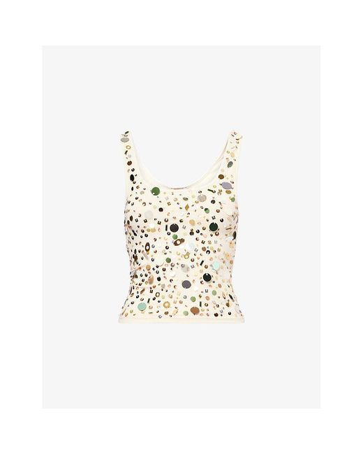 Jaded London Metallic Sequin Ribbed Stretch-Woven Vest