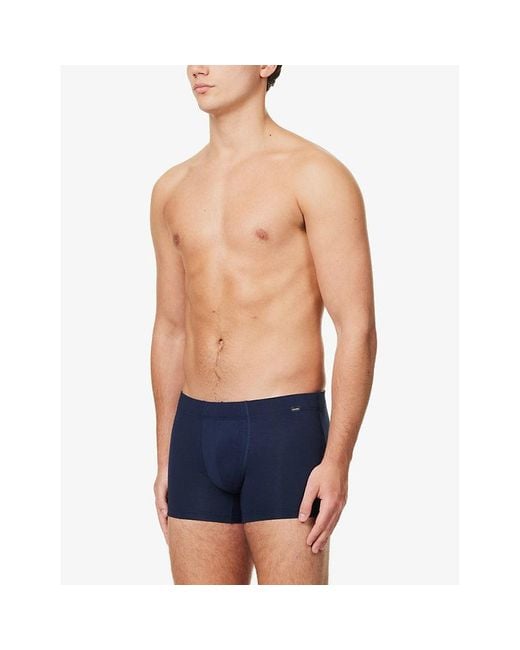 Hanro Blue Pack Of Two Logo-Embellished Stretch-Cotton Trunks for men