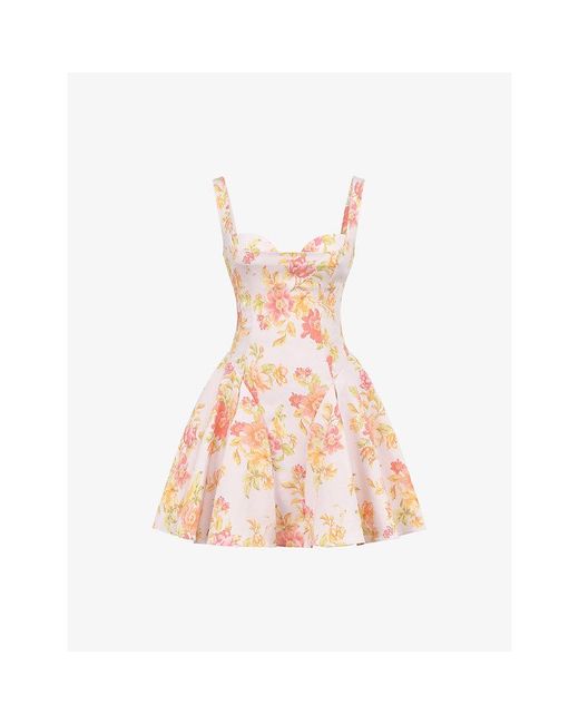 House Of Cb Pink Bunny Shoulder-Strap Crepe Mini Dress