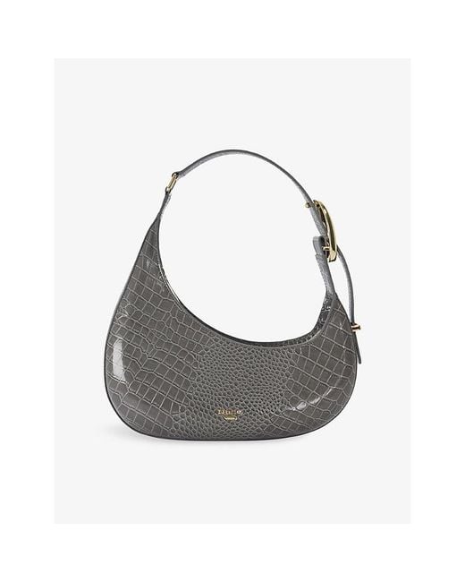Dune Gray Disarming Mock-Croc Leather Shoulder Bag