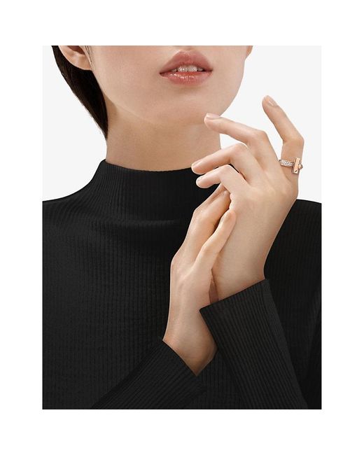Tiffany & Co White T1 Wide 18Ct Rose- And 0.19Ct Diamond Ring