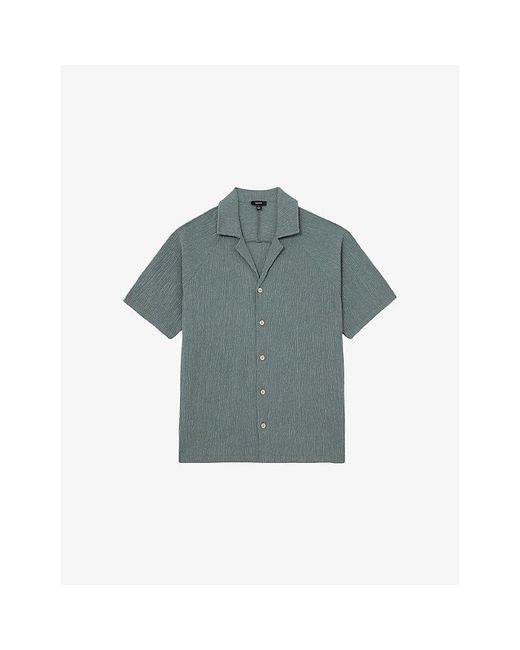 Reiss Gray Knox Crinkled Woven Shirt for men
