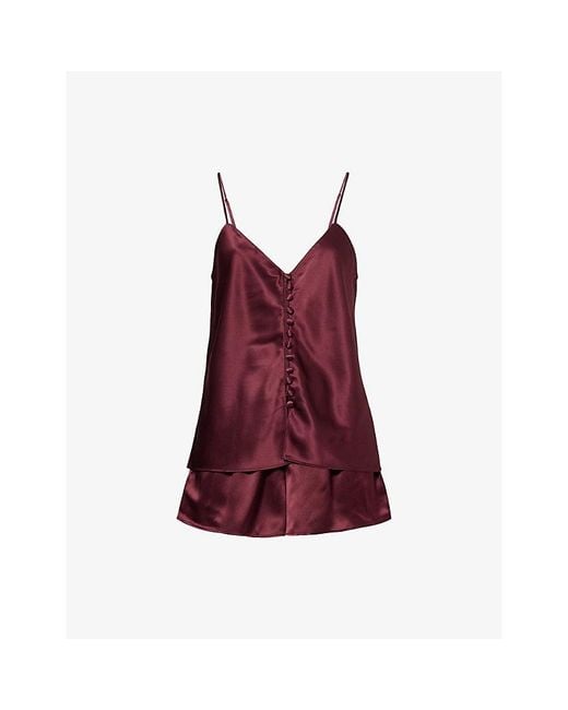 Olivia Von Halle Red Etta Silk Pyjama Camisole Set