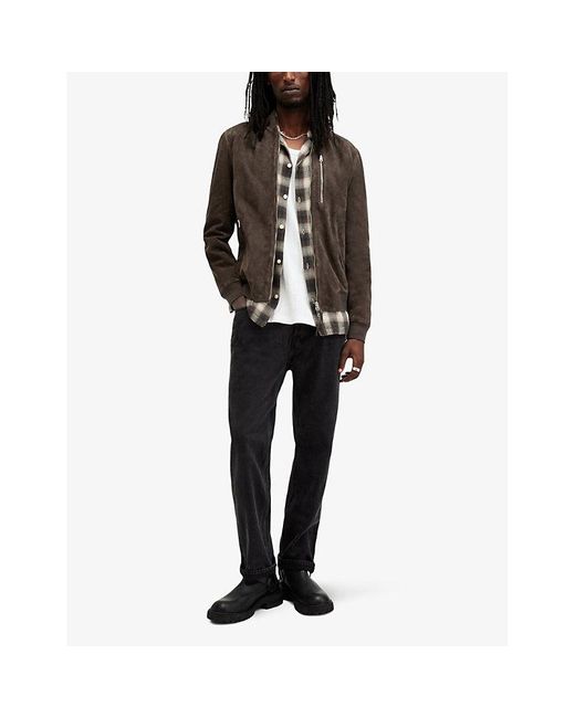 Brown Allsaints Kemble Suede Bomber AllSaints Kemble Regular-Fit