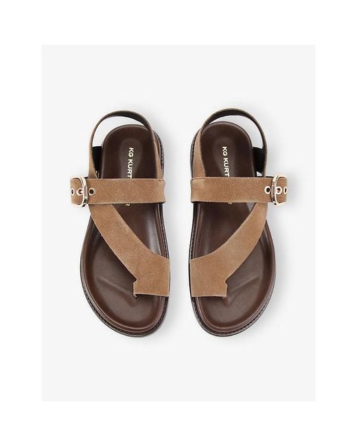 KG by Kurt Geiger Brown Ryhan Flat Suede Sandals