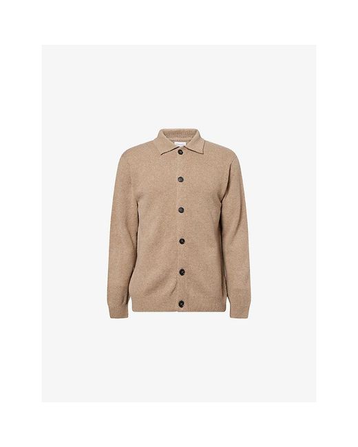 Sunspel Natural Collar Knitted Lambswool Cardigan for men
