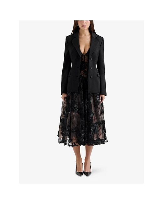 House Of Cb Black Aviva Tailored Hourglass Stretch-Woven Jacket