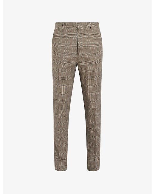 AllSaints Gray Maffrett Slim-fit Straight-leg Woven-blend Trousers for men