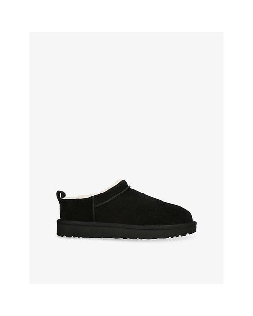 Ugg Black Classic Micro Sheepskin-Lined Suede Ankle Boots