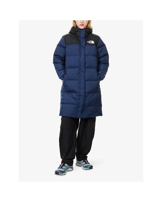 The North Face Blue Nuptse Embroidered-Logo Padded Parka Coat
