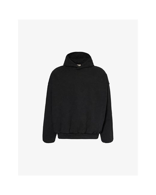 Fear Of God Black Brand-patch Relaxed-fit Cotton-jersey Hoody for men