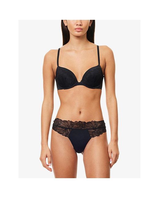 Calvin Klein Black Perfectly Fit Lace Stretch-Woven Push-Up Bra