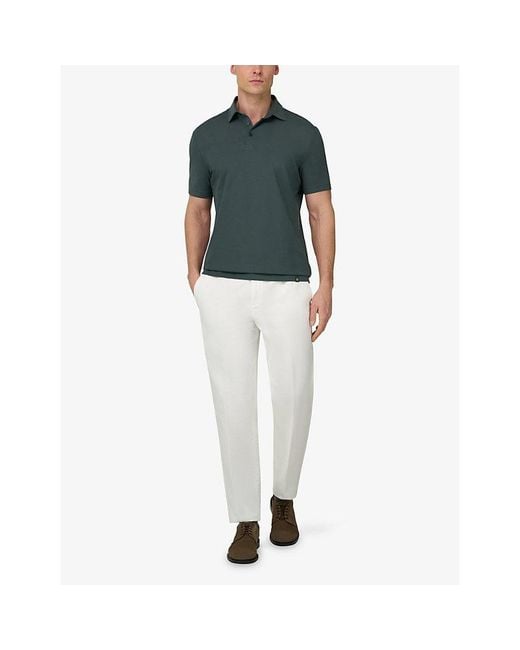 Boggi Green Regular-Fit Stretch Pima Cotton Polo Shirt for men