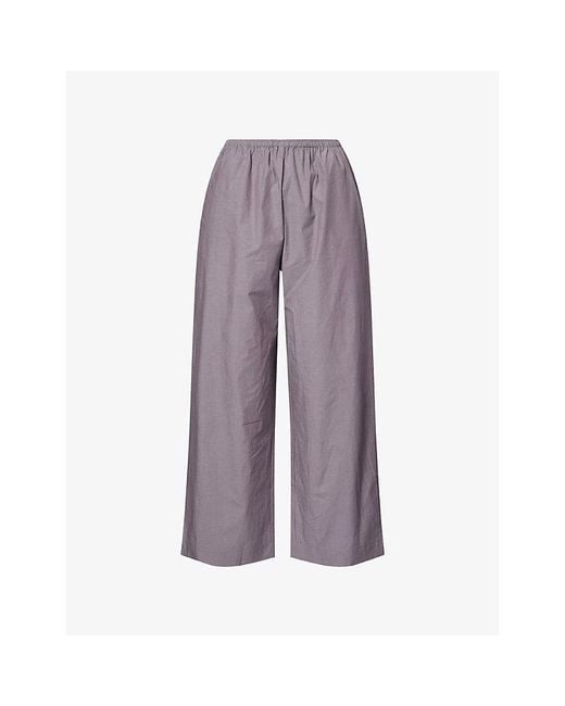 Deiji Studios Purple Ease Straight-Leg Cotton Trousers