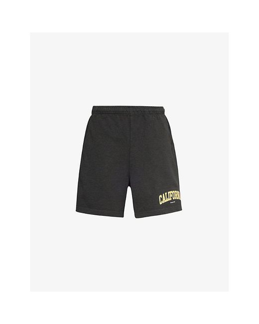Sporty & Rich Black California Drawstring-waist Cotton-jersey Shorts
