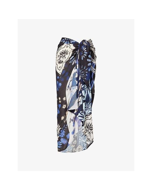 Agua Bendita Blue Marine Graphic-Print Woven Cover-Up