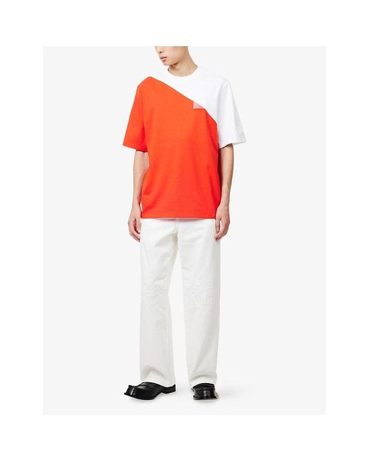 Loewe Orange Brand-Patch Cotton T-Shirt for men