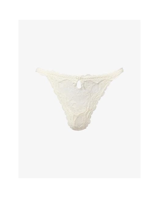 Lounge Underwear White Adorn Floral Lace Thong