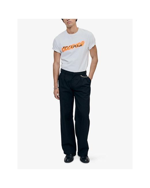 The Kooples White What Is? Brand-Print Cotton-Jersey T-Shirt for men