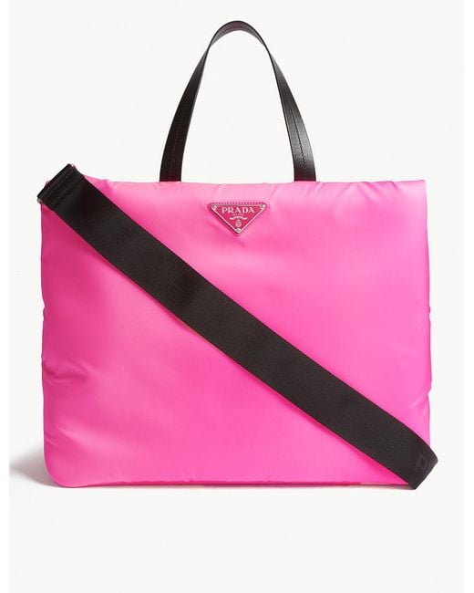 Prada Neon Tote in Pink | Lyst