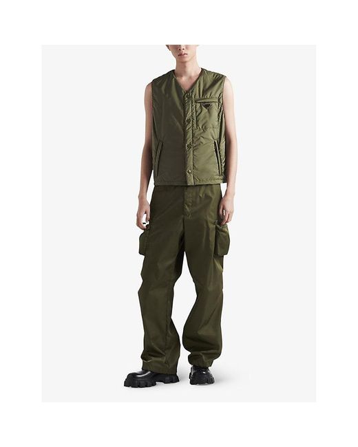 Prada Green Re-Nylon Relaxed-Fit Recycled-Nylon Cargo Trousers for men