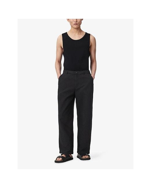 AllSaints Black Taiko Straight-Leg Cotton Trousers for men