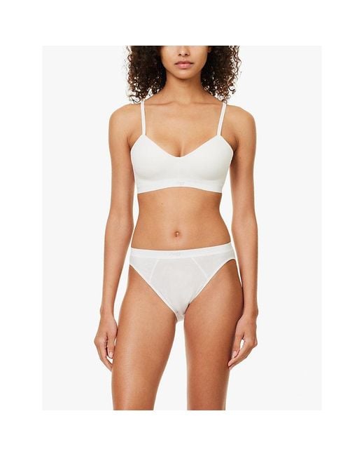 Sloggi White Ever Ease Tai High-Leg Stretch-Cotton Briefs
