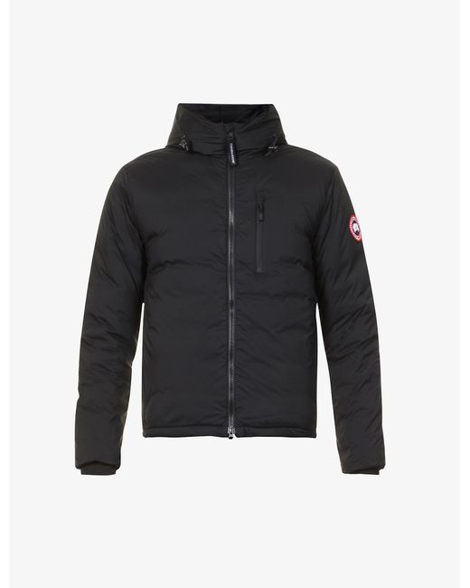 Canada Goose Black Lodge Logo-patch Shell-down Hooded Puffer Jacket for men