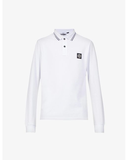 Stone Island Compass Logo Badge Regular Fit Stretch Cotton Polo Shirt In White For Men Lyst 7762