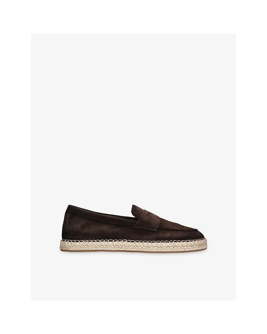 Santoni Black Carlo Suede Espadrille Loafers for men