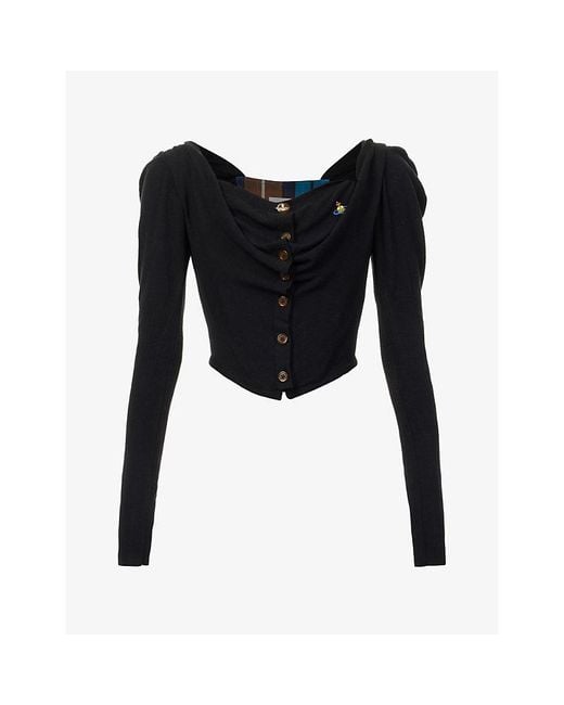 Vivienne Westwood Black Bea Corset Cotton-And-Cashmere Cardigan