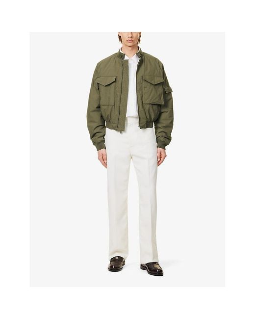 Givenchy White Slip-pocket Satin-trim Straight-leg Regular-fit Wool-blend Trousers for men